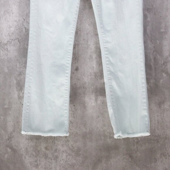 Pilcro & The Letterpress Script Jean Raw Hem Cropped Flare in Sea Foam See Descr - Picture 4 of 9